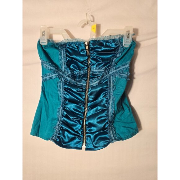 Vintage Celine 90s Bustier Strapless Shirt Sexy green Womens Juniors Size Medium - Picture 1 of 2